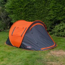 Andes Large 2 Person Pop Up Tent For Camping Festival Fishing Orange Grey