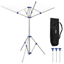 Andes 4 Arm Aluminium Rotary Camping Clothes Airer 16m Washing Line Drying Rack