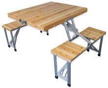 Andes Folding Wooden Camping Table & Chair Picnic Set
