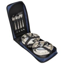 Andes 6pc Travel and Camping Tableware Set Stainless Steel Forks, Spoons, Bowls
