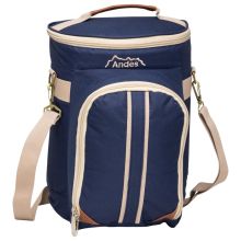 Andes Insulated Deluxe Double Wine Cooler Bag for Picnics Camping Navy/Khaki