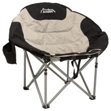 Andes Camping Folding Moon Chair Cup Holder Back Pocket Storage Black/Grey
