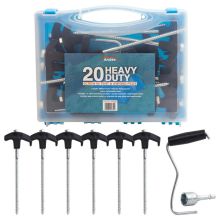 Andes Screw In Threaded Heavy Duty Camping Tent & Awning Ground Pegs (20 pack)