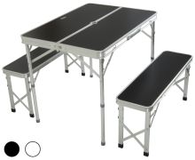 Andes Aluminium Folding Portable Camping/Picnic Outdoor Table & Stool Chair Set
