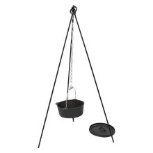 Andes Camping Cast Iron Dutch Oven & Tripod