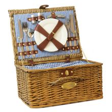 Andes 4 Person Luxury Wicker Basket Outdoor Summer Picnic Hamper Set